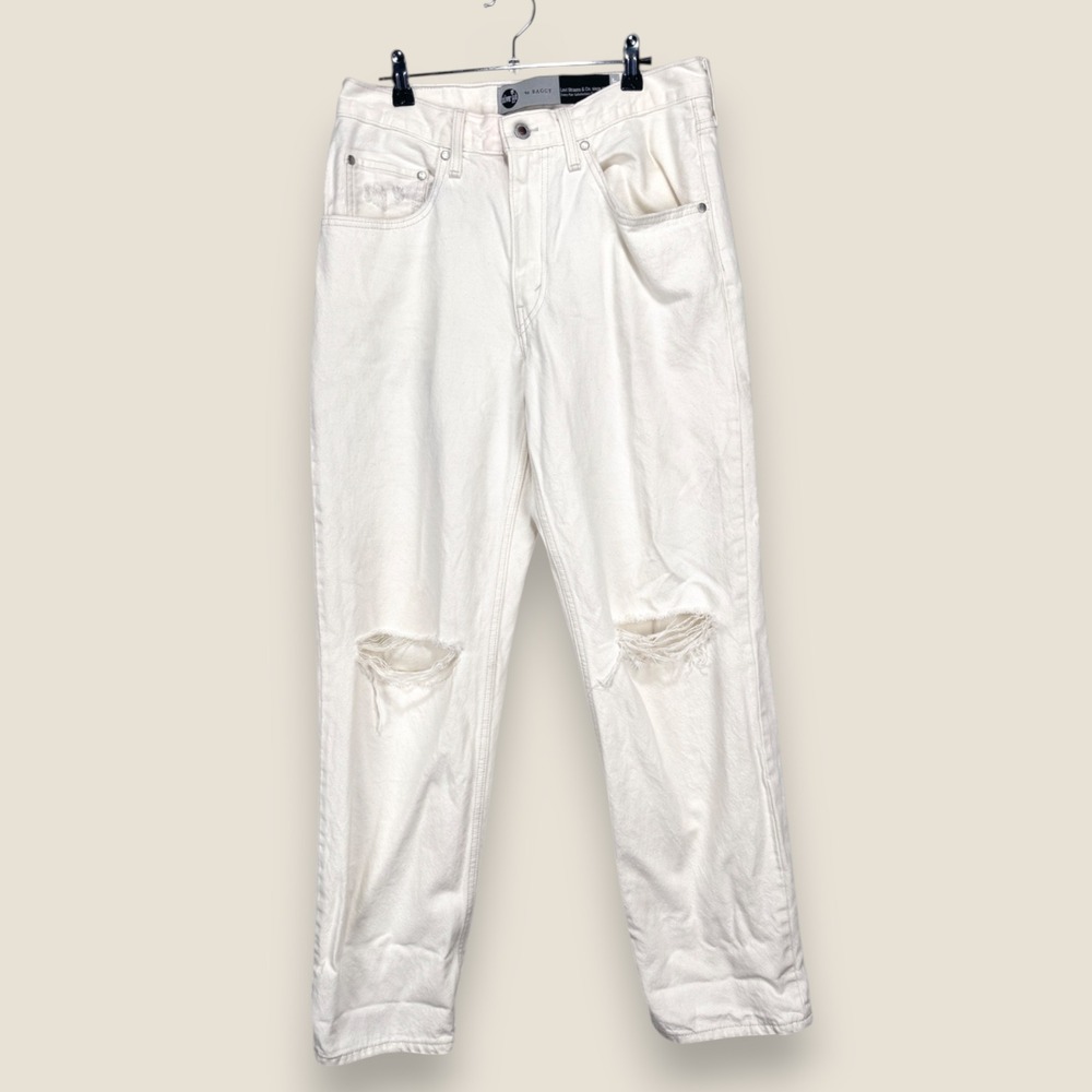 Levi Strauss Silver Tab 94 Baggy Distressed Jeans White Denim Grunge Women 30x30